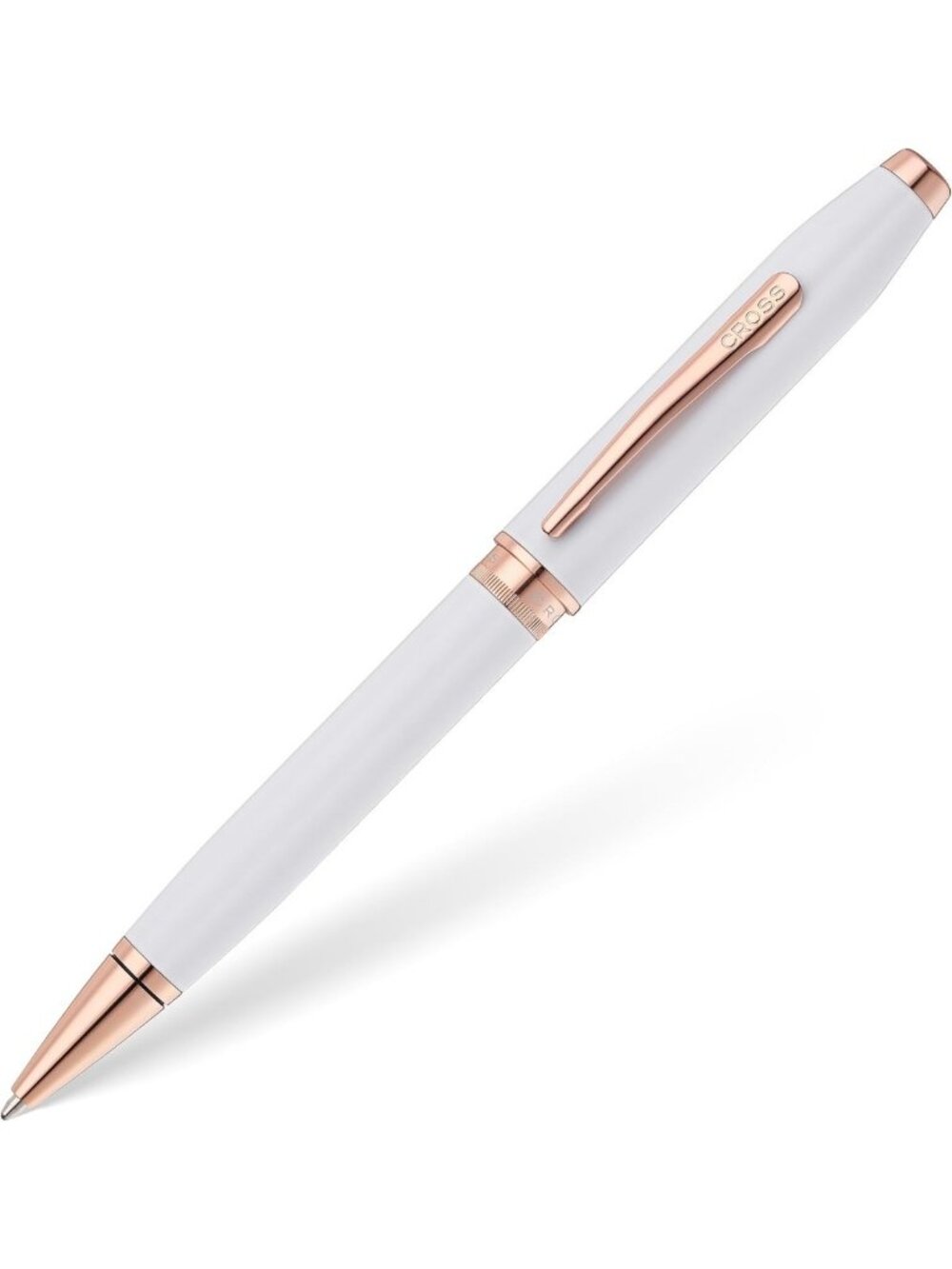 Elegant Pearl White & Rose Gold Ballpoint Pen - Medium Point, Black Ink, Luxury
